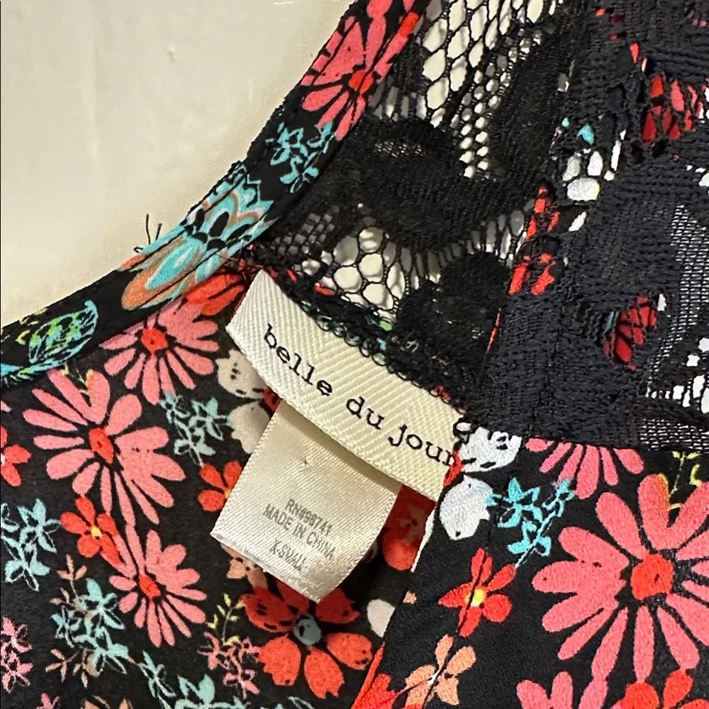 Belle Du Jour Black and Red Floral Tank Top - Picture 4 of 7